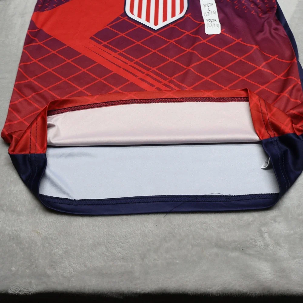 US Soccer Shirt Youth Large 12/14 Blue USA Team Football Jersey Athletic $20 NEW